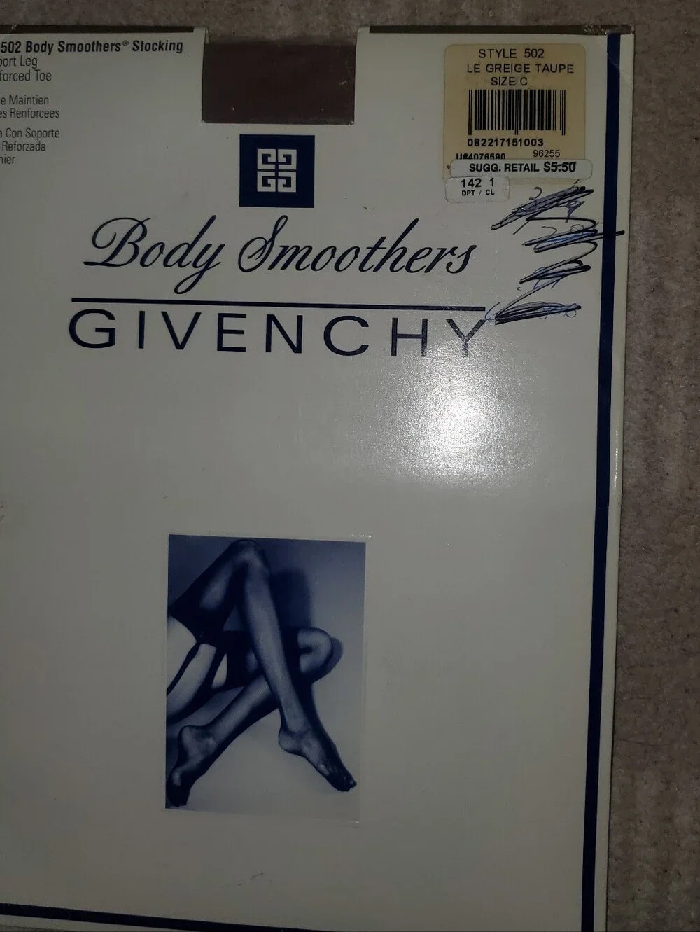 NIB Vintage Givenchy Body Smoothers Le Greige Taupe Opaque Stockings - Size C